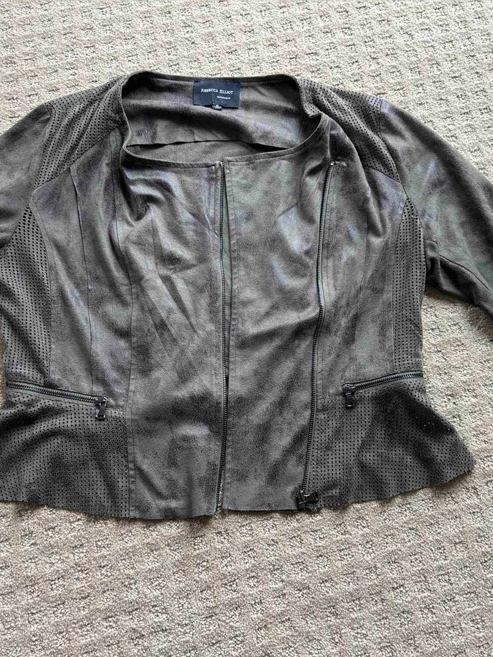 Rebecca Elliott Women's Gray Suede Moto Jacket
